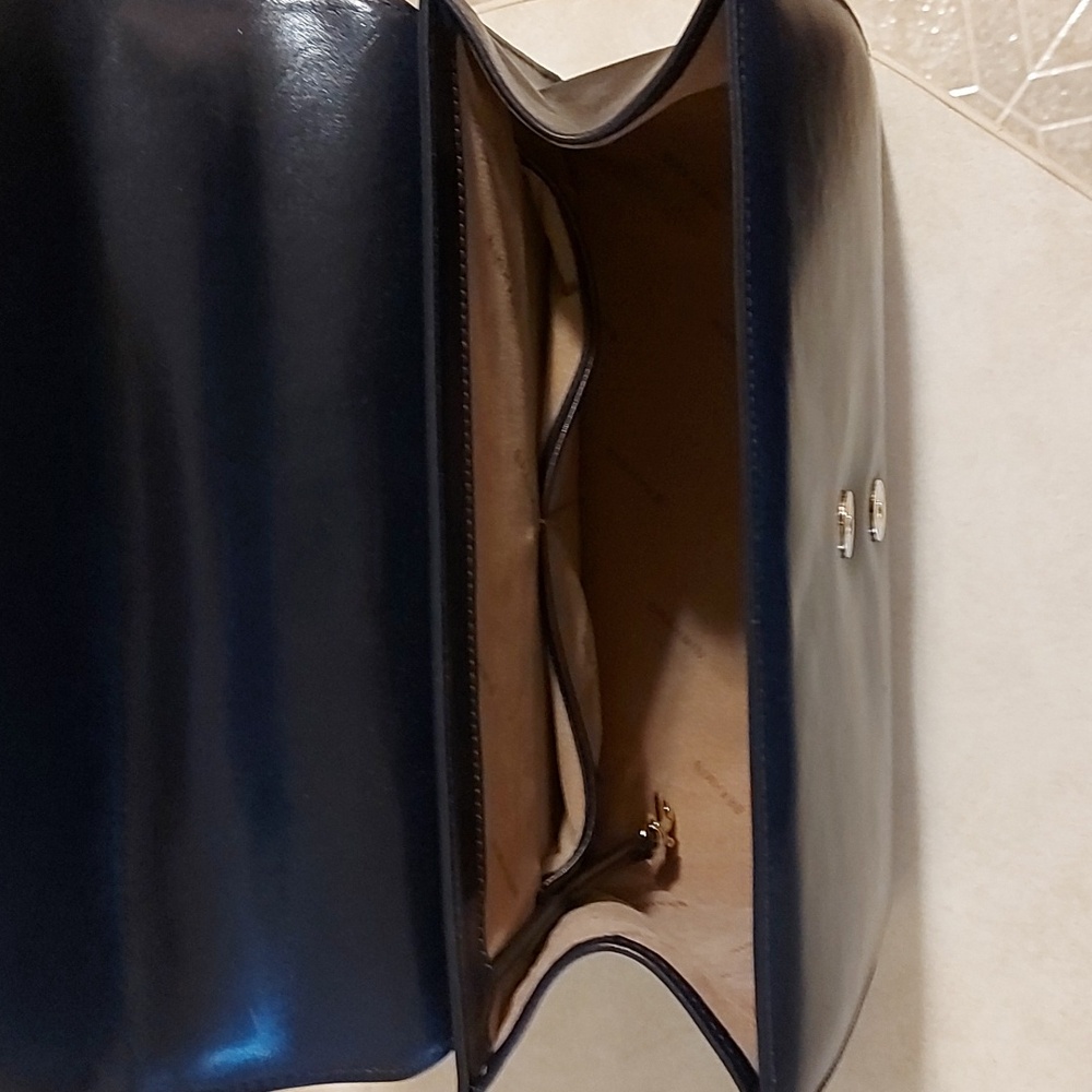 Brahmin Medium Francine Navy Blue Topsail Genuine Leather Handbag - Picture 8 of 12